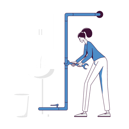 Illustration of an engineer fixing some pipes