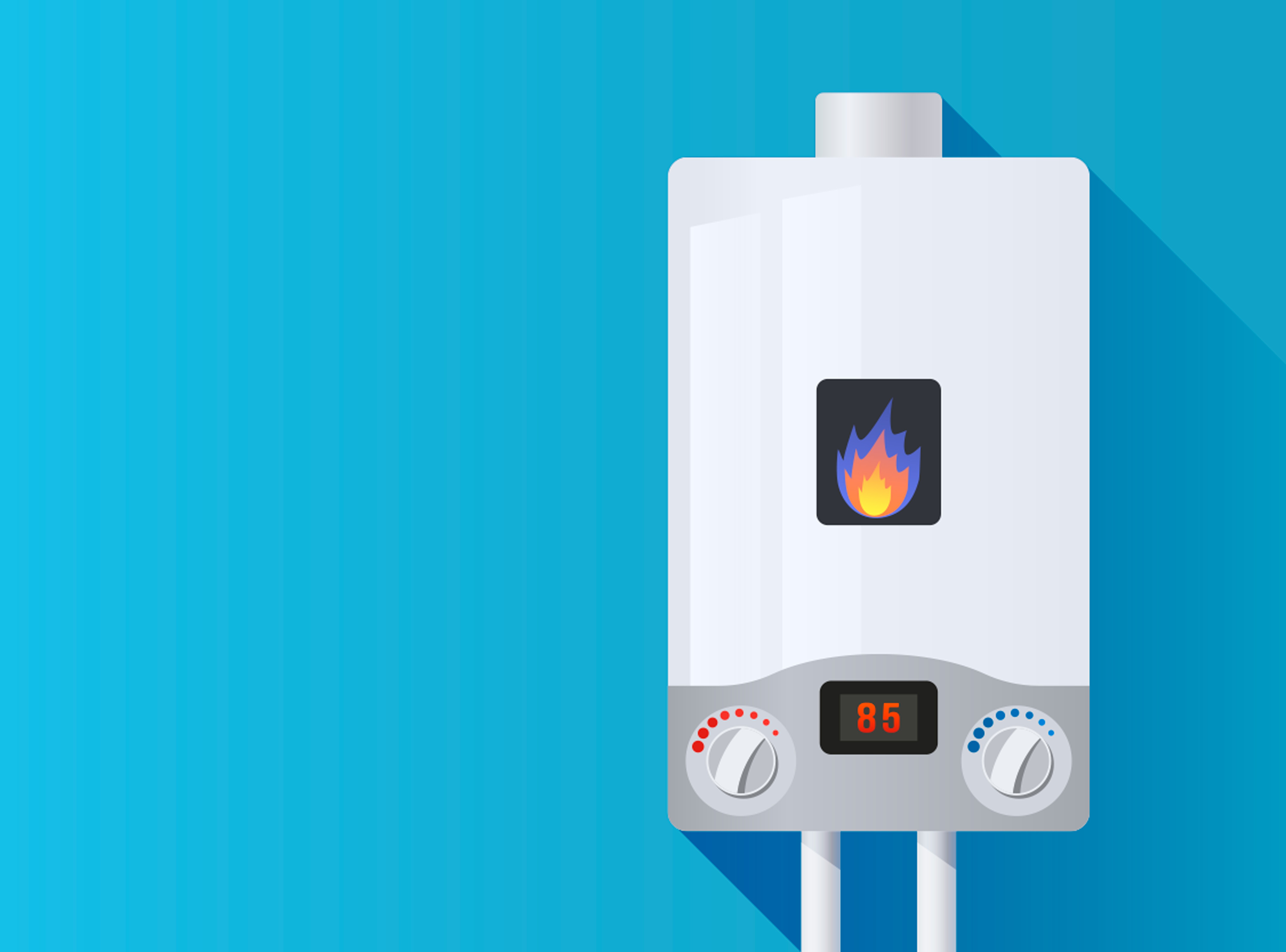 An illustration of a boiler, the heat reading is at 85